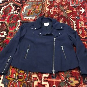 Club Monaco Navy Cropped Motorcycle Jacket